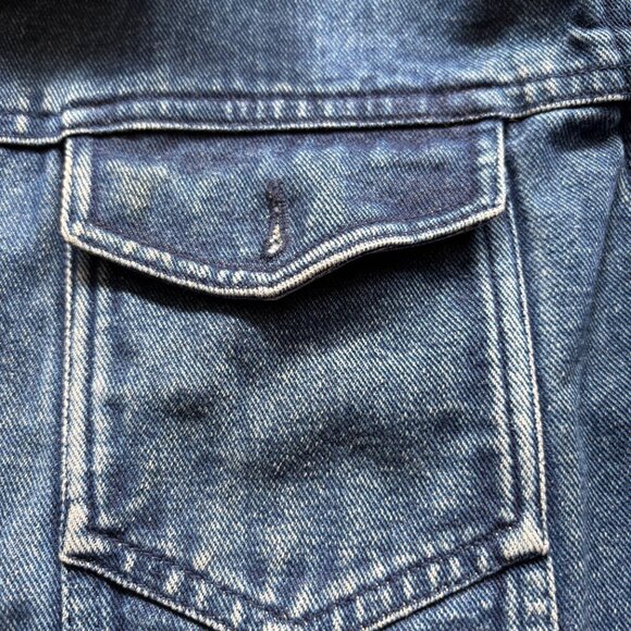 VINTAGE AGAPO DENIM JACKET FUNKY CHIC WITH RIBBON TRIM GROMMET BUTTONS SIZE M - Picture 9 of 10